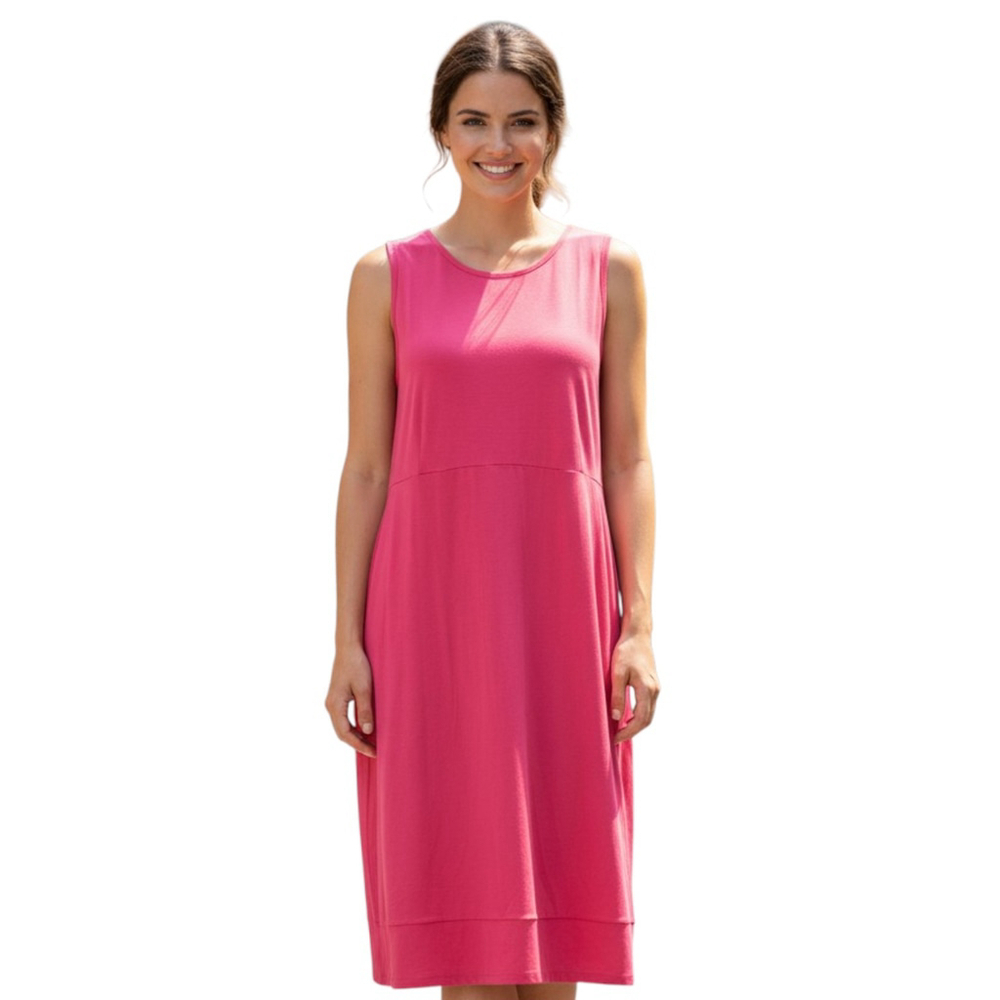 Eileen Fisher Midi Tank Dress S Pink Cut Out Sleeveless Summer Vacation USA Made